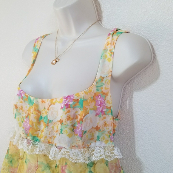 For Love & Lemons Vikki Sheer Tiered Floral Dress - Picture 6 of 11